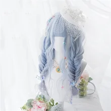 Косплей микс Лолита 65 см женский длинный кудрявый Ombre Хэллоуин Рождественская вечеринка Harajuku челка косплей аниме Лолита синтетический парик