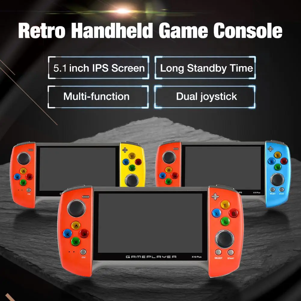 NEW X19PLUS Retro Game Handheld Console 5.1-inch HD Screen Hand-held Gaming Player For Gift 5V/1A Portable Mini Game Player