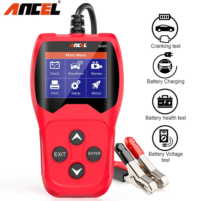

ANCEL BA201 Car Battery Tester 12V Battery Analyzer 220Ah 2000CCA Voltage Loading Quick Cranking Charging Auto Diagnostic Tool