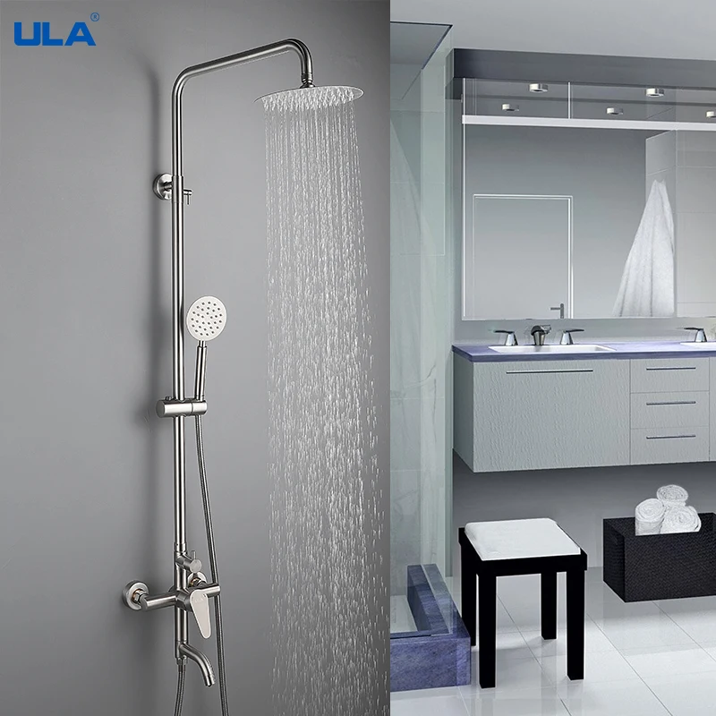 ULA Stainless Steel Shower Faucet Bathroom Faucet Mixer Tap Bathtub Shower Mixer Rain Head Rainfall System bathroom faucet bathroom shower faucet set