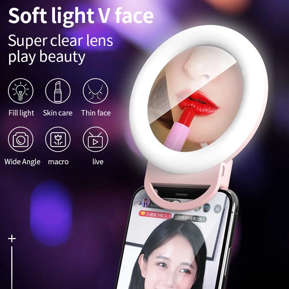 LED Selfie Ring Novelty Light Ring Clip For Cell Phone Photo Lamp celular backlight for phone 10