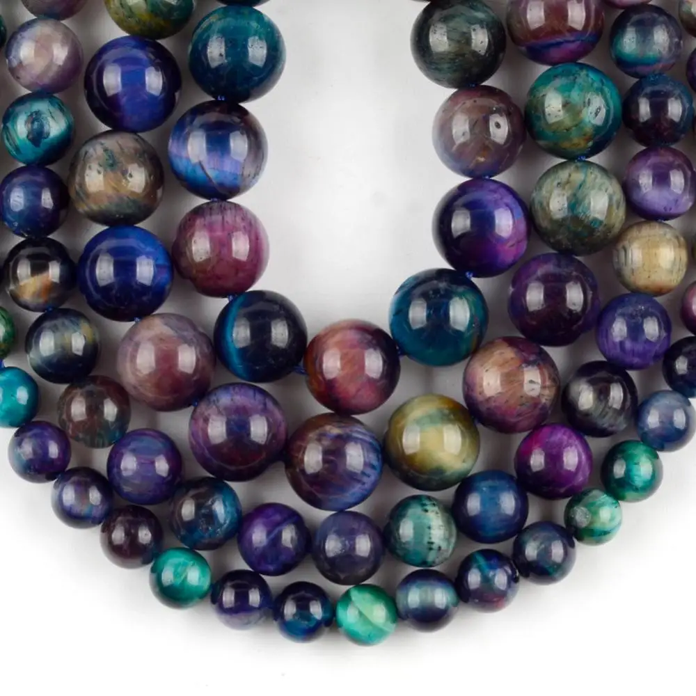 A+ Natural Color Starry Sky Tiger Eye Stone Beads For