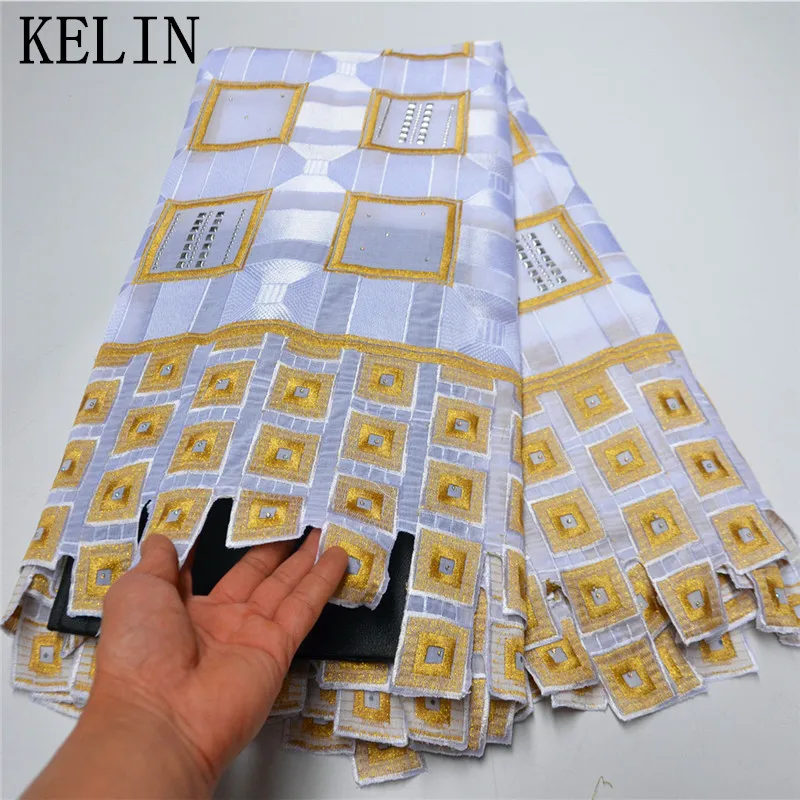 African 100% Cotton Lace Fabric Latest Swiss Voile Lace In Switzerland With Stones For Wedding Dress 5 Yards   CLP-624