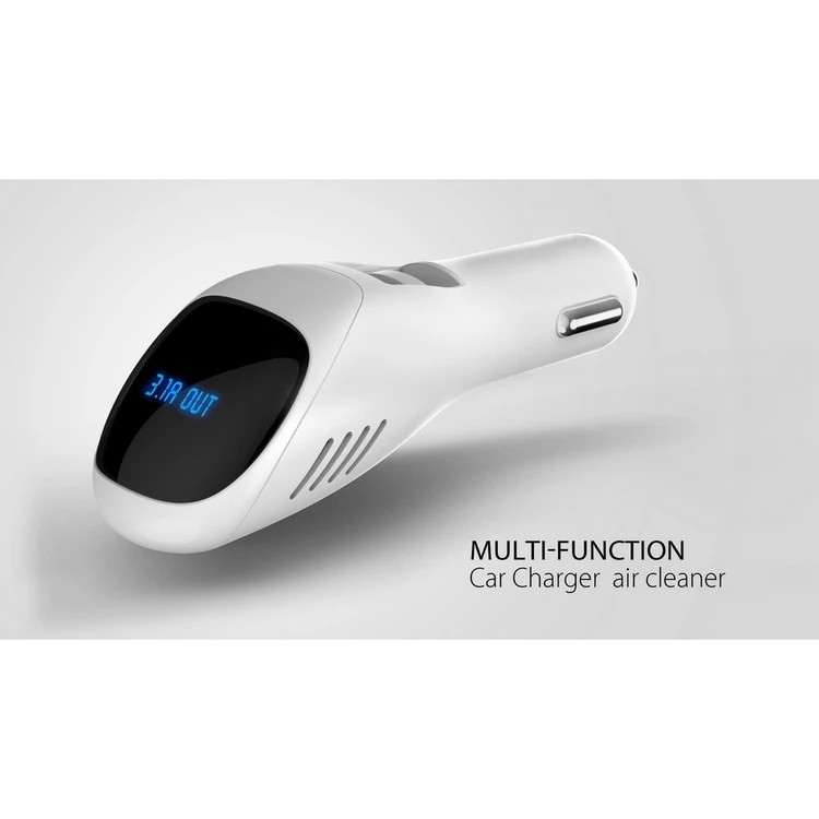 

Car Air Purifier 12V-24V Dual USB Cigarette Charger For Car Voltage HD Digital Display Release negative Oxygen Ions Car Cleaner