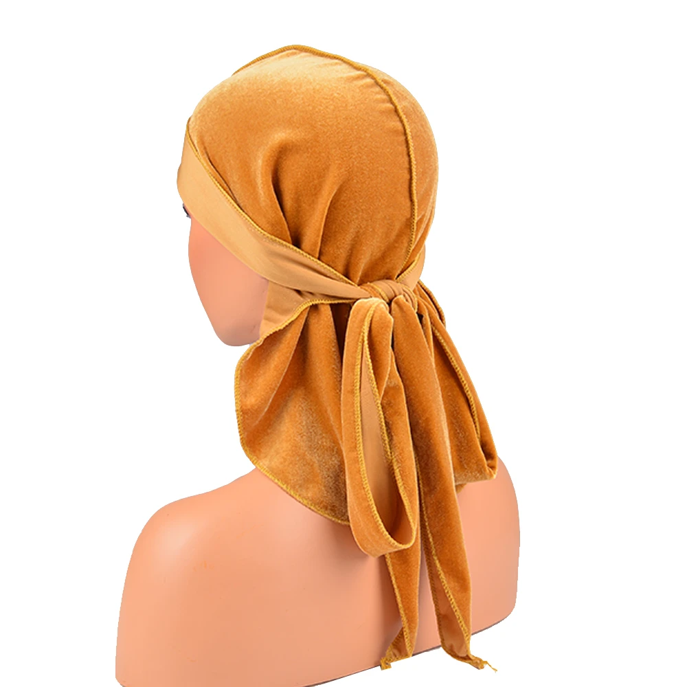 DIHOPE длинный хвост шелковый шарф Мусульманский Doo Rag пиратская шляпа Durag Кепка chemo Череп Шляпа Тюрбан повязка для волос банданы 12 цветов на выбор