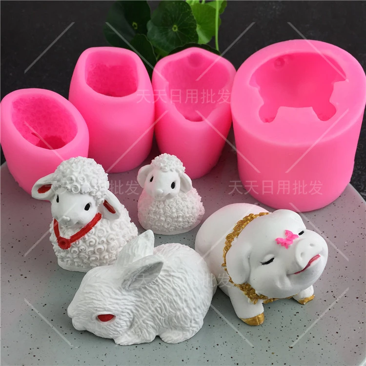 Moules A Gateau Fondant En Silicone 3d En Forme De Lapin Cochon Mouton Chocolat Outils De Cuisson Outils De Decoration De Gateaux Aliexpress