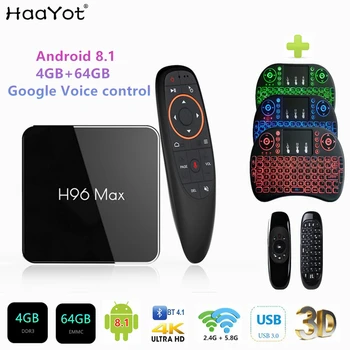 

HAAYOT H96 MAX Smart TV Box Android 8.1 Google Voice Control S905X2 LPDDR4 Quad Core Tvbox 4GB 64GB 2.4G/5G WiFi 4K Set-top Box