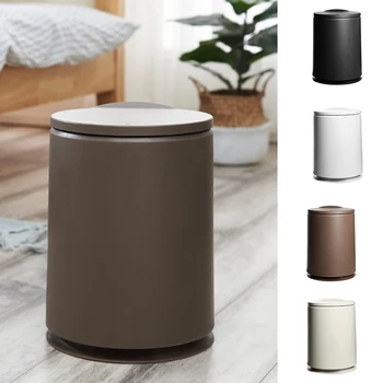 

Round Garbage Can Household Waste Bin Plastic Bathroom Trash Simple Kitchen Container Bucket trash can
