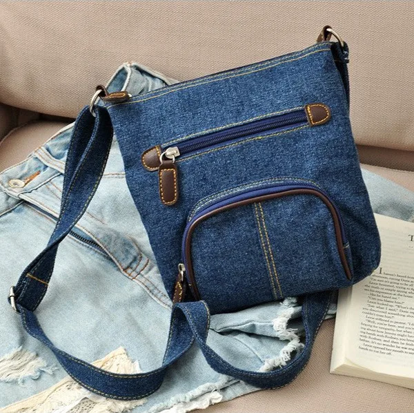 Новая повседневная сумка-тоут через плечо сумка-мессенджер сумка с передним карманом синяя джинсовая стильная сумка
