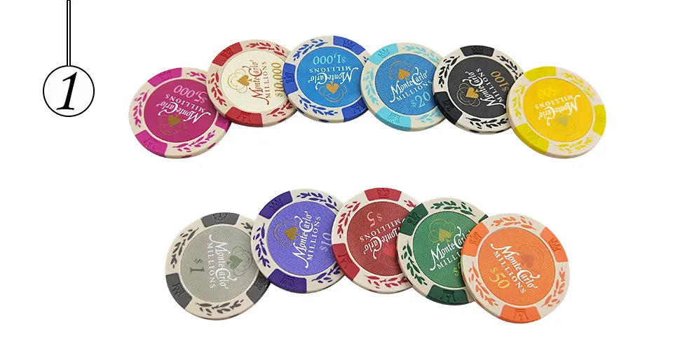 Yernea 25PCSSet Clay Poker Chips Set Embedded iron Coins Baccarat Texas Hold'em Poker Playing Chips 11 Colors Face Value (1)