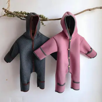 

Toddler Baby Clothes Hooded Long Sleeve Button Boy&girl Kids Baby Rompers Cotton Jumpsuit Winter New Born Baby Clothes Outfits