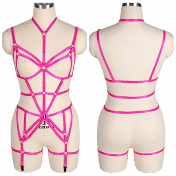 

Women Harness Lingerie Belt Punk Pastel Goth Top Cage Hot Pink Garter Stockings Elastic Plus Size Bralette Night Clubs Festival