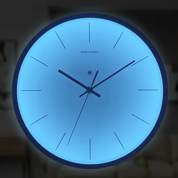 

Simple Nordic Metal Luminous Hanging Wall Clock Blue Moon Electronic Voice Led Night Light Luminous Clock Reloj De Pared Bb50
