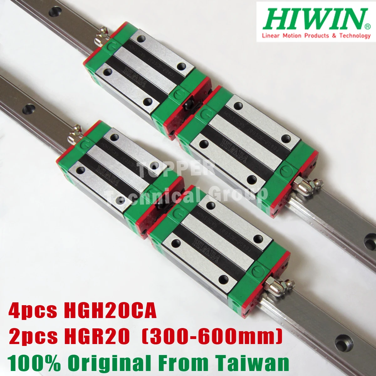 HIWIN HGR20 300/350/400/500/600 мм линейная направляющая для индивидуальной длины с блоком HGH20CA