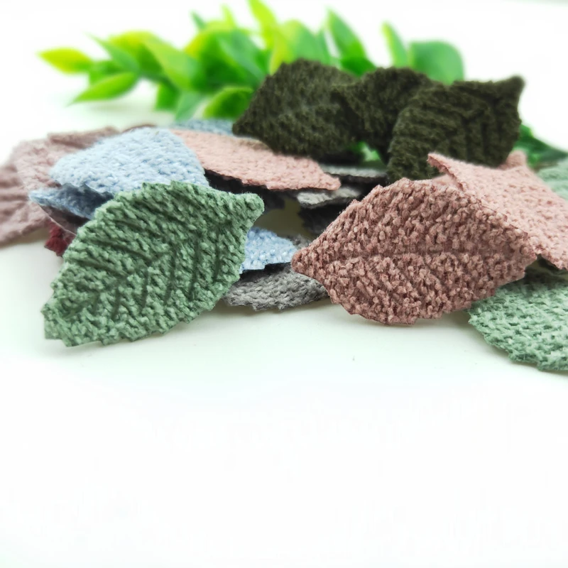 40 Teile/los 3*1,5 CM Häkeln Blatt Gepolsterte Appliques Künstliche Dekoration Patches DIY Handwerk Haar Clips Zubehör – Detail 13