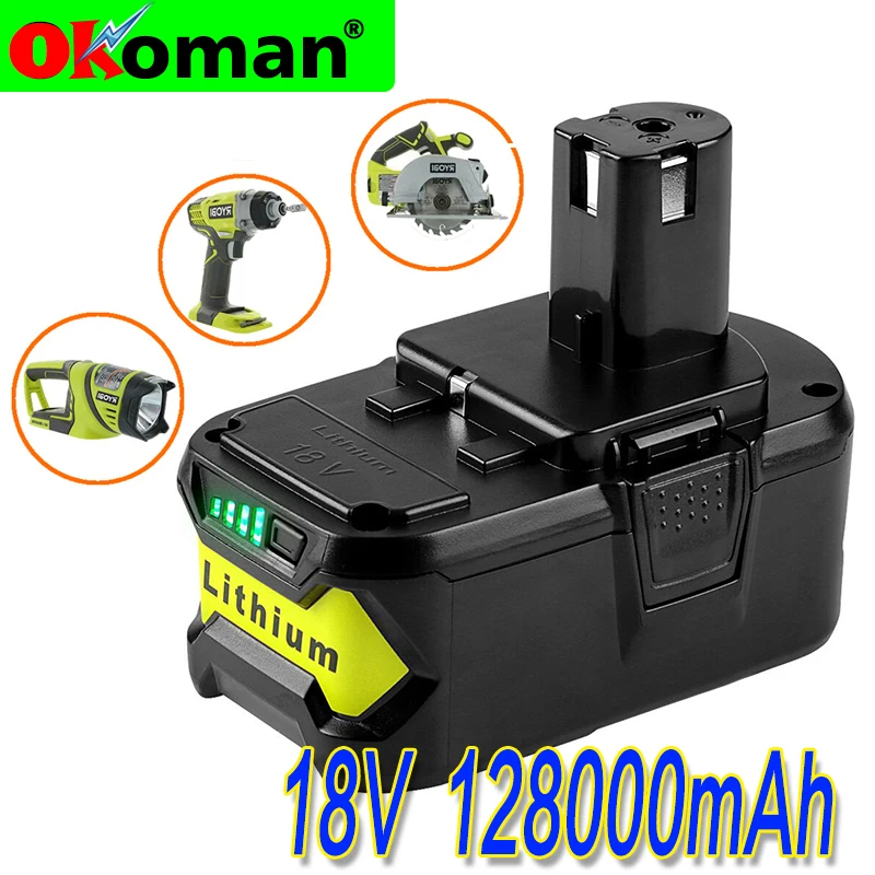 Новый литий-ионный аккумулятор высокой емкости 18 в 12800 мАч для Ryobi Hot P108 RB18L40