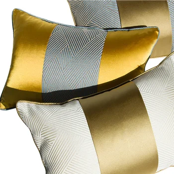 

Sofa living room satin pillow case color combination golden white waist pillow cover back cushion cover
