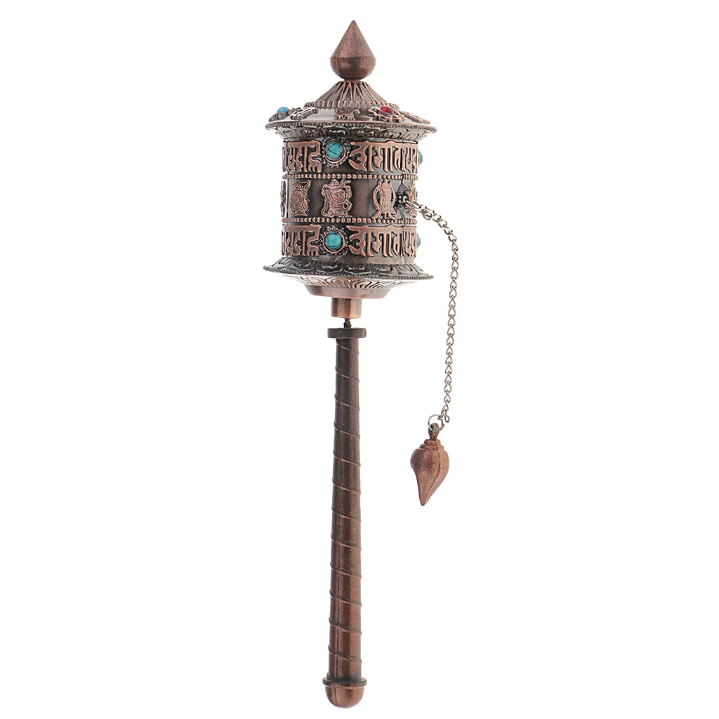  Tibetan Nepal Buddhist Prayer Wheel Shaking Handmade Religious Collectible, Vintage Style    