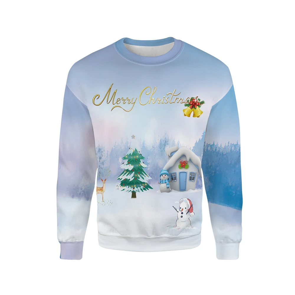 Рождественские толстовки мужские рождественские блузки с 3D принтом модные пуловеры с длинными рукавами пуловеры со снежинками уличная одежда