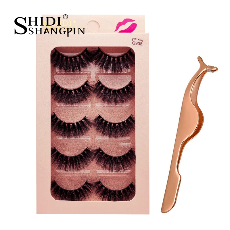 SHIDISHANGPIN 5 пар норковые ресницы 3d комплект для наращивания накладные натуральные |