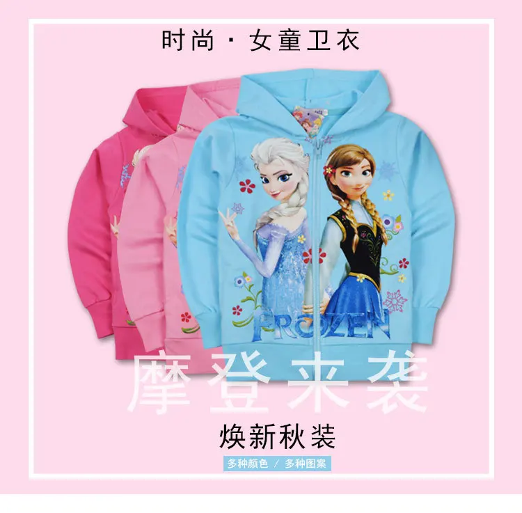 Disney Frozen/ хлопковое пальто для девочек; кардиган; сезон весна-осень; Детская рубашка с капюшоном; детская толстовка; куртка; Верхняя одежда для девочек