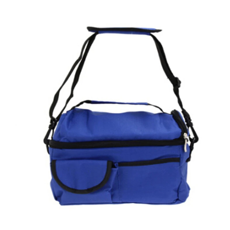 Blue New 2 Layers Picnic Box Portable Cooler Bag Refrigerator Bag Nylon Thermos Bag For Steak Thermal Insulation Ice Pack - Цвет: Blue