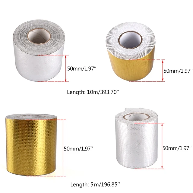 Selbstklebendes Hitzeschutzband Für Motor Universal Hitzeschutz Isolier TAPE Selbstklebend Klebeband Gold 5mx50mm Bis 450 97803372 Klebeband Wasserdicht Transparent