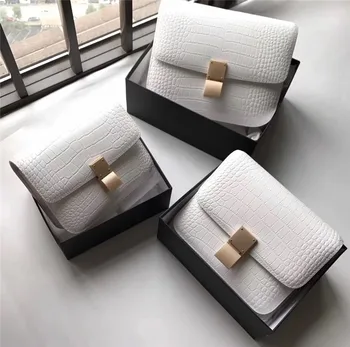 

2020 New High Quality Tofu Bag Crocodile Grain Leather Shoulder Messenger Small Square Bag Leather Female Bag Tide