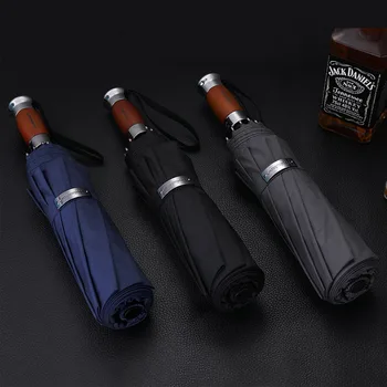 

Windproof Umbrellas Fully-automatic Male Women Three Large 10K Parasol Durable Folding Compact Frame Black Commercial