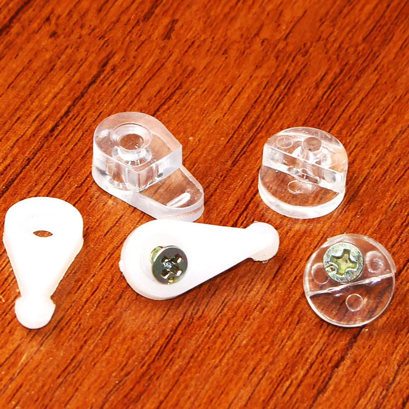 

20PCS Glass Mirror Buckle Corner Transparent Clamp Panel Retainer Bracket Glass Clip Holder Plastic Support Furniture Fittings