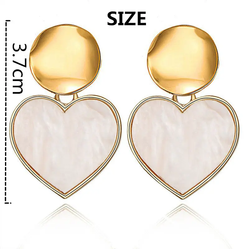 Resin Geometric Drop Earrings For Women Gold Color Fashion Jewelry Big Acrylic Geometric Oval Heart Earrings Jewelry Party