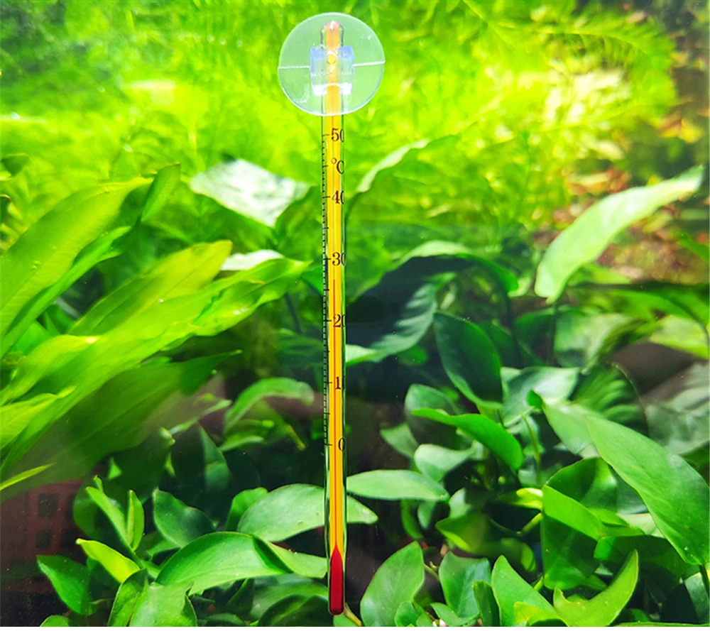 Glass Aquarium Thermometer Fish Tank Submersible Temperature Measuring Tool With Suction Cup 14CM 0-50℃ Aquarium Accessory