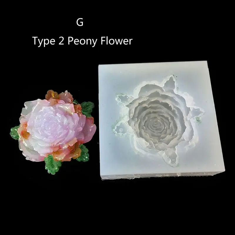 DIY силиконовые формы в виде цветка Смола Камелия Пион Маргаритка цветок лотоса ювелирные изделия D0LC - Цвет: G