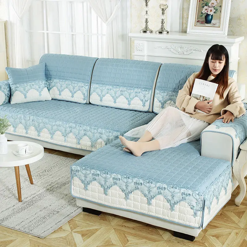

[Sale] Four Seasons Universal Leather Sofa Cushion Fabric Anti-slip Wood Versatile Sofa Cover All Edges Included Cover Towel Sea