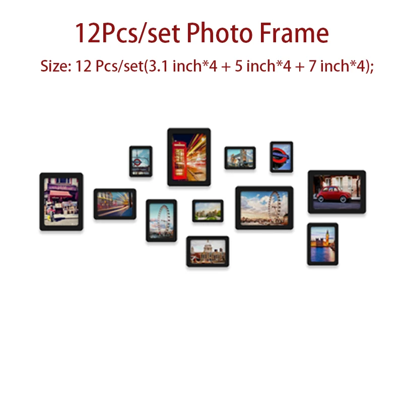 12Pcs Модные Акриловые DIY фоторамки 9 и 12 и 18 шт./компл. современные декоративные наклейки на стену для домашнего декора гостиной - Цвет: 12Pcs