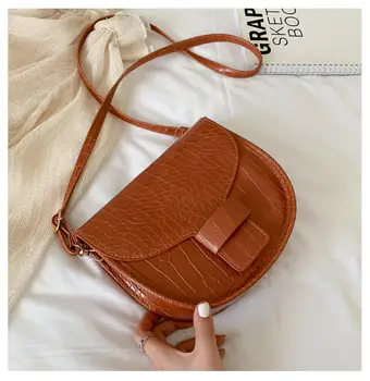 

Elegant Women Crocodile Pattern Leather Shoulder Bag Fashion Ladies Crossbody Messenger Bags Semicircle Casual Female Handbags