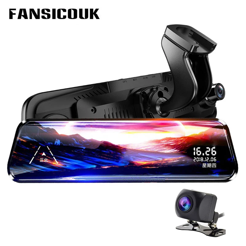 Зеркало видеорегистратор FANSICOUK H50 10 дюймов 1080P с двойным объективом|Видеозеркало