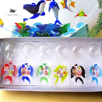 

Custom hand made lampwork float glass fish miniature Figurines aquarium decoration charms pendant Sea World Cute animal statues