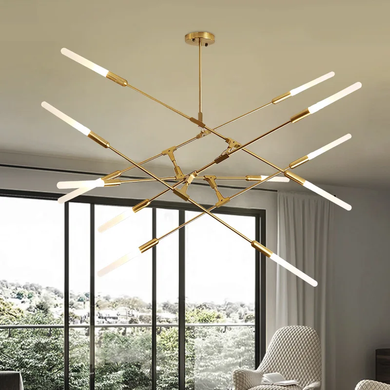 Postmodern LED Golden Chandelier Lighting Nordic Iron Dining room Island Lamps Living Room Restaurant Bedroom Hanging lights