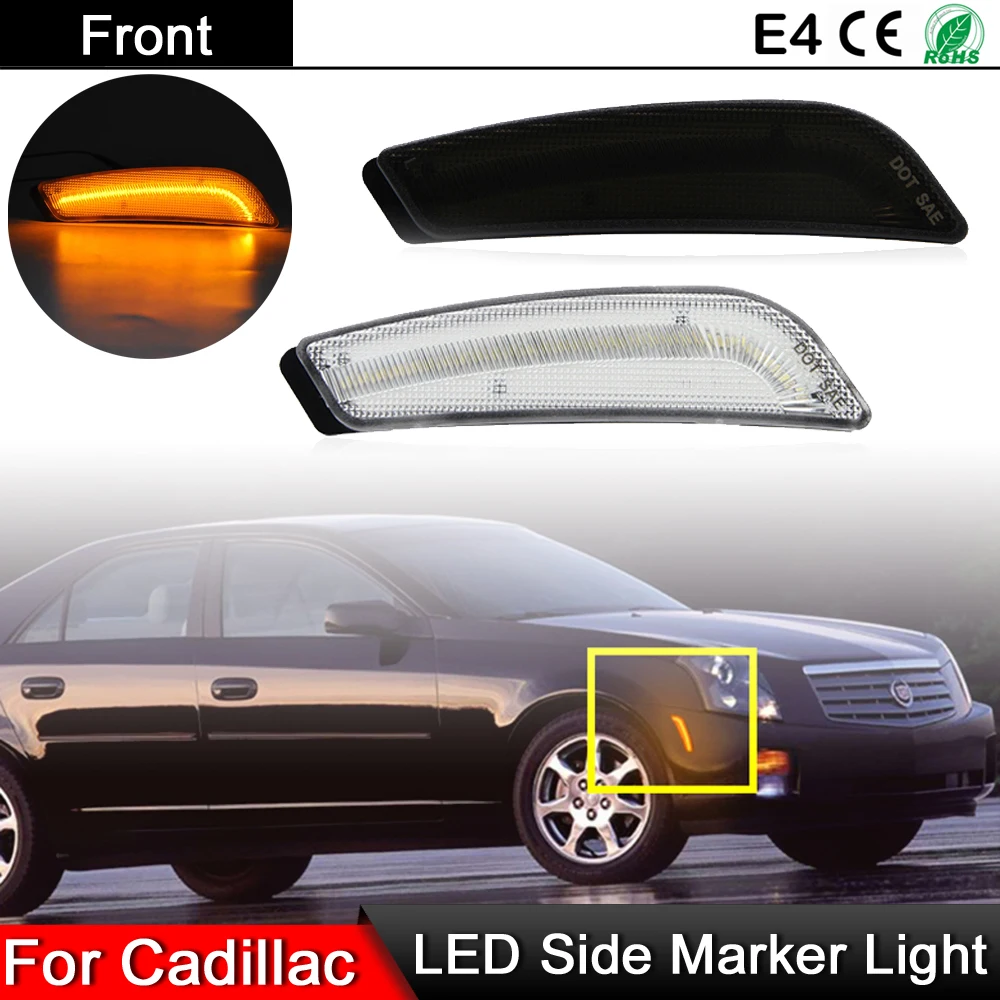 

1 Pair For Cadillac CTS/CTS-V 2003-2007 Clear/Smoked Lens Front LED Side Fender Reflector Lamp Amber Side Marker Warning Light