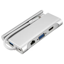 Тип-c Thunderbolt 3 в Lan HDMI USB3.0 VGA концентратор конвертер адаптер RJ45 тип-c Зарядка для MacBook samsung S8 huawei P20 mate 10