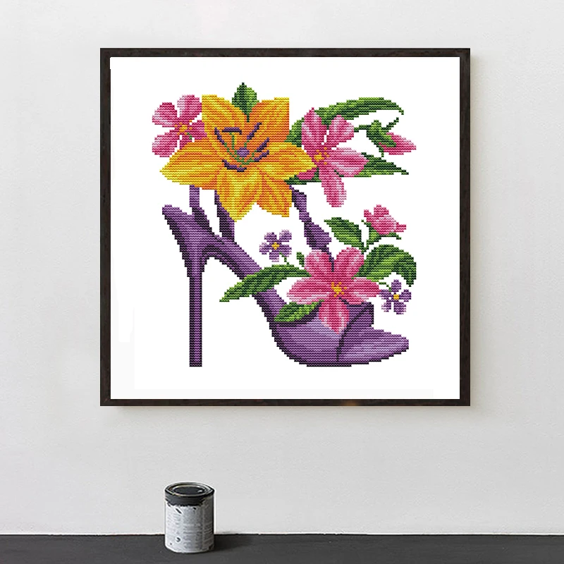 

Joy Sunday DIY Cross Stitch Kits Stylish high heels pattern Printed Suitable as home decorations Chinese embroidery needlework