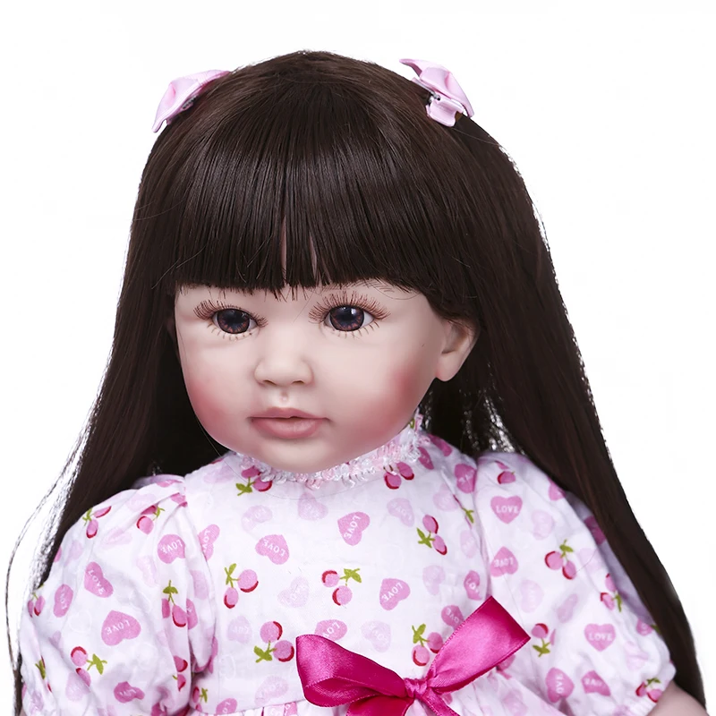 NPK,, 60 см, платье принцессы, reborn realista en vestido rosa con juguete hermosa cara sonriente bebе regalo de cumpleauno