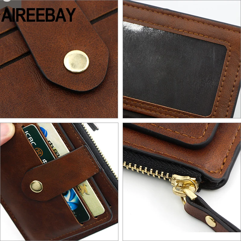 AIREEBAY держатель для кредитных карт тонкий кожаный кошелек Бизнес-кошелек чехол для денег для мужчин и женщин черный модный кошелек для карт