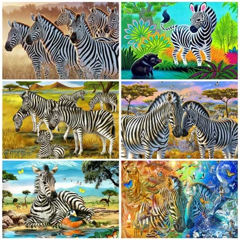 

AZQSD DIY Oil Painting By Numbers Animal Unframe Acrylic Paint Unique Gift Coloring By Numbers Zebra Kits Home Decoration