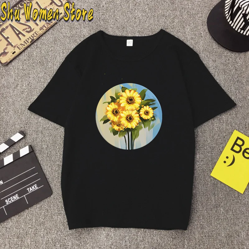 Летнее платье с О-образным вырезом Женская Повседневная футболка принтом