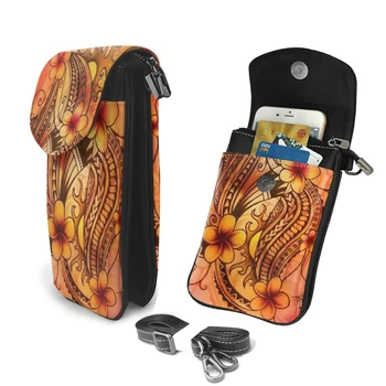 

Mini Women Shoulder Bag Phone Wallet Small PU Leather Crossbody Bag Polynesian Purse Fashion Hawaiian Tribal Flap Messenger Bag