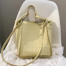 

Small Bucket Crossbody Messenger Bag 2021 Luxury Brand Stone Pattern Solid Trends Women Designer Shoulder Purses Handbag