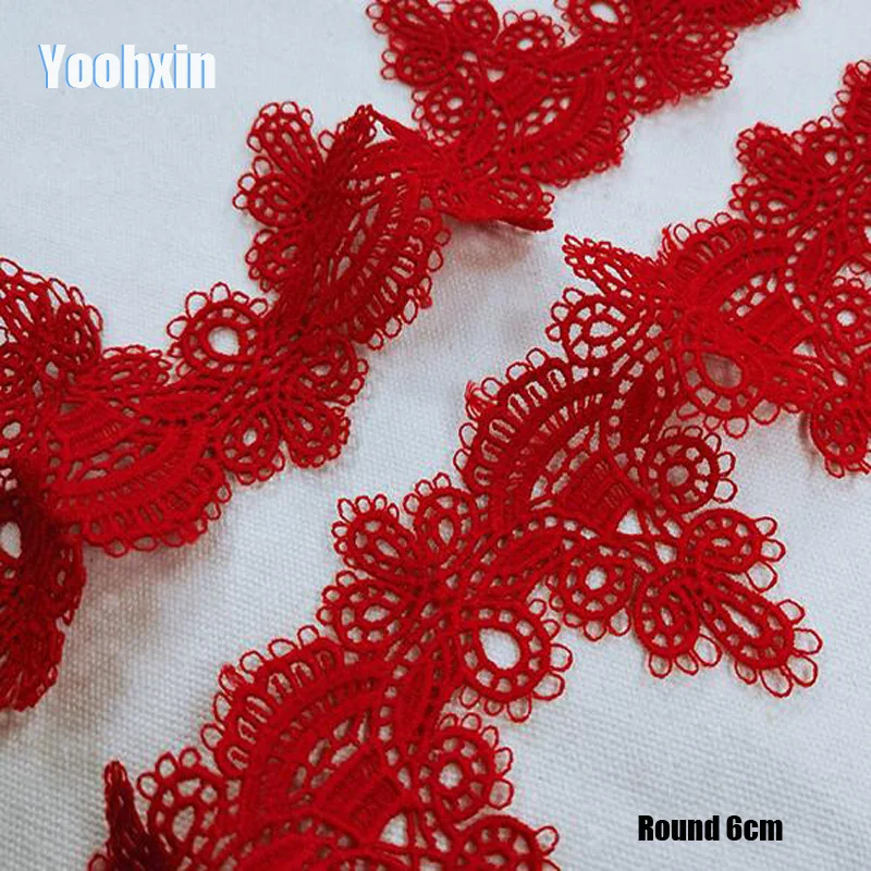 6CM Wide HOT Red Embroidery Flower Lace Fabric Trim Ribbon DIY Sewing Bridal Applique Collar Cloth Guipure Dress Wedding Decor | Дом и сад