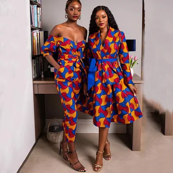 Wumi V-Neck Long Sleeve Print Outfit